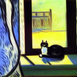 oil portrait of a Cat sleeping by the window by Monet 8k