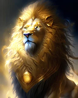A mystical nemean lion with impenetrable golden fur and an enchanting aura, known for its legendary strength and wisdom.