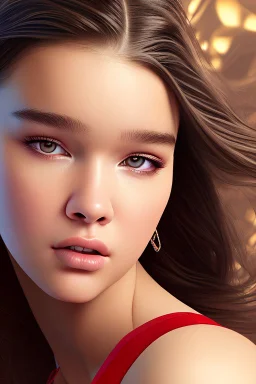 4K Ultra-HD -- Hailee Steinfeld wearing a red bikini --4k Ultra-HD--Hyper realistic--Cinema lighting