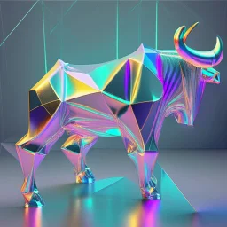 Holográfico Geométrico Forma3d Abstracto Moderno Vistoso Mínimo Futurista Metálico Brillante Toro Dinámica Figura Hacer