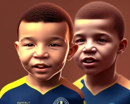 Kylian Mbappé as a baby, baby face portrait, smile, 8k resolution