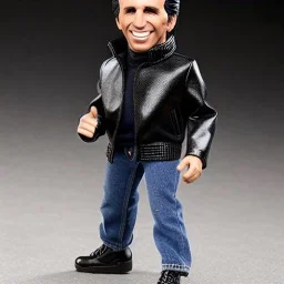 figure smile "the fonz" Fonzie arthur fonzarelli young greaser jacket winkler toy plastic doll face boot (plastic black hair) full body in package (2 thumbsup) 2020