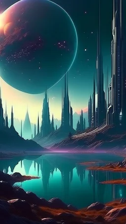 sci fi planet, mysterious city