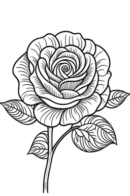 A black-and-white outlined drawing of Rose for kid's coloring books