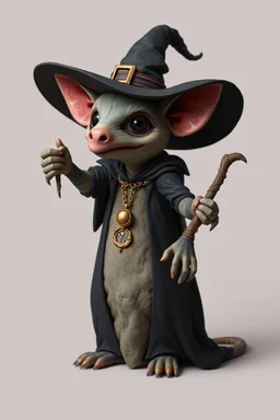 hi poly Mud luxury witch psychic deviant Opossum T-pose just the character and simple background