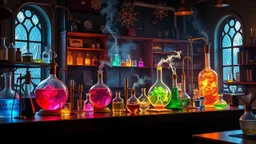 Dans le laboratoire de chimie fantastique, Les alambics chantent des mélodies magiques. Des fioles scintillantes dansent avec éclat, Révélant les secrets de l'univers éclatant. Les potions et les élixirs, une symphonie de couleurs, Dans ce sanctuaire de connaissances et de valeurs. Expériences extravagantes, découvertes exaltantes, Dans ce laboratoire où la science devient enchanteresse.