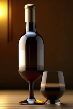 bicchiere di vino e ampolla di vetro con vino stile fotorealistico