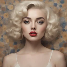 Ana de armas, as marilyn monroe,listening to music, style of klimt