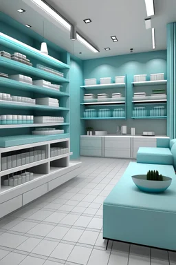 tienda moderna con colores blaco aqua y gris