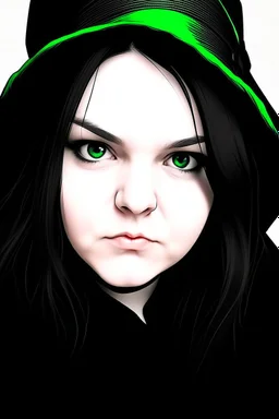 chubby cartoon gaming witch green eyes