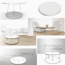 Modern “small” circular coffee table design, sketch