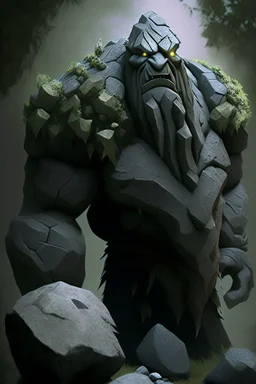 stone golem malphite scary wizard druid photorealistic