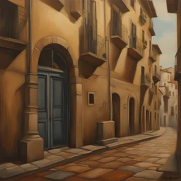 لوحة واقعية لنوستالجيا مدينة إسبانية