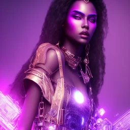  full body shot, masterpiece, best quality, black skinned, sparkling eyes, fluorescent skin,purple-dark makeup, gangsta style , highly detailed body, sun light, 4K, RAW, depth of field, high contrast, realistic details, 24mm