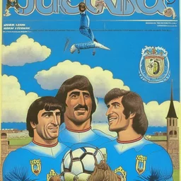 A 1980 medieval london comic cover of uruguayan sky-blue football magazine. Palacio Salvo Monty Pyton.