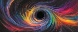 colorful, rainbow, A visually striking and abstract representation of the void and a black hole, utilizing dark hues and dynamic shapes to evoke the enigmatic and powerful aspects of cosmic emptiness, (visually striking abstract representation:1.4), (the void and black hole:1.5), (dark hues and dynamic shapes:1.3), (expressive and cosmic ambiance:1.2), drawing inspiration from abstract interpretations of the cosmic void and black hole phenomena