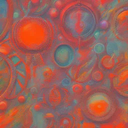  pastel colors, abstract art, plants camp, red, orange, white,