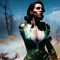 Drawing of beautiful face,'beautiful,Busty fit 'Cait- Fallout 4',intense stare, ancient skintight armor, balanciaga fashion clothe painting by gaston bussiere, greg rutkowski, yoji shinkawa, yoshitaka amano, tsutomu nihei, donato giancola, tim hildebrandt Oil on canvas, cinematic composition, extreme detail,fit full head inside picture,16k