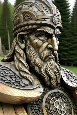 Viking. N. wood carving metal outside
