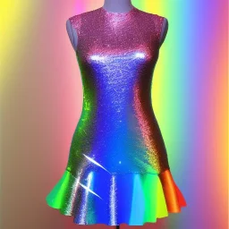 Glittery rainbow dress on mannequin