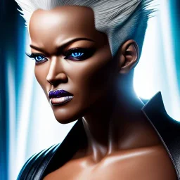 Ultra detailed fullbody Portrait in oil on canvas of Xmen character- beautiful Storm ,lighting,white hair,extremely detailed digital painting,ultrarealistic skin,intense stare, extremely detailed face, crystal clear eyes, mystical colors ,perfectly centered image, perfect composition, rim light, beautiful lighting,masterpiece ,8k, stunning scene, raytracing, anatomically correct, in the style of uncannyknack and Ohrai Noriyoshi and robert e howard and Steve Jung and Wizyakuza and Simon Bisley.