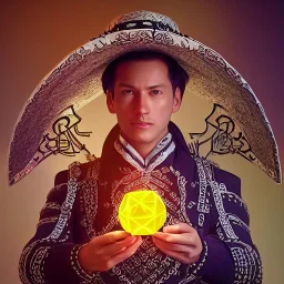 Insanely detailed photograph of an “male mariachi holding glowing D20” with intricate detailed Sombrero, intricate charo, hyperdetailed painting by Ismail Inceoglu Huang Guangjian and Dan Witz CGSociety ZBrush Central fantasy art album cover art,8K, hdr, mysterious, flickeringlights ,Stoic