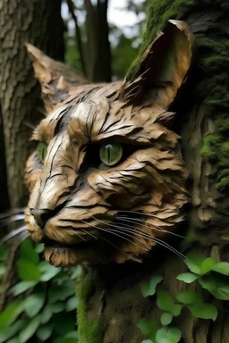 cat Head fused with tree trunk