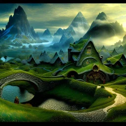 Epic Drawing of scenery of The Hobbit estilo Van Gogh 4k