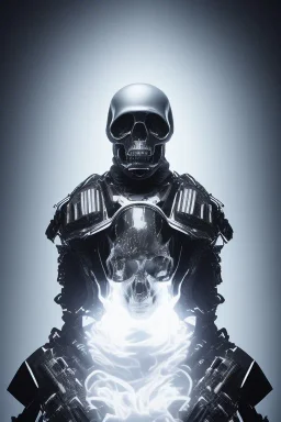 All Black british soldier, ghost, wearing high tech skull mask, white smoke, dark, rage, sorrow, high definition, ultra 8 k, volumetric lighting, blue fire, fog