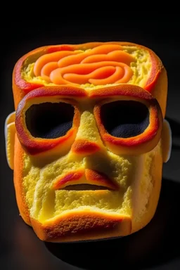 pão com rosto humano utilizando um óculos de sol