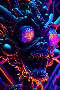 blacklight reactive 3d 8k hd ::gizmo :: by stephen king, crazy, zdark fantasy, intricate detailed masterpiece, ray tracing:: cinematic 4D::