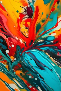 Liquid abstract painting, Fun & Tropical, liquid pattern