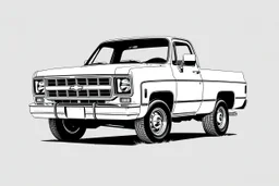 1970s Chevrolet square body truck facing a little to the left, gray background, high contrast black and white vector