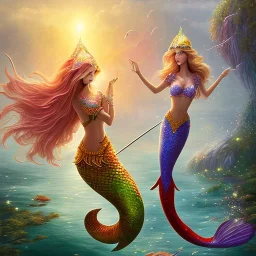 Seven rainbow mermaid princesses