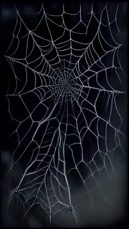 pencil drawing of spiderweb, Spooky, scary, halloween, black paper, color