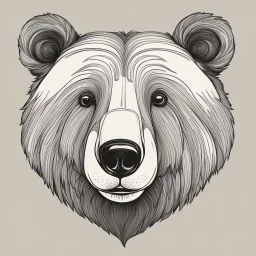 funny bear head from profile, simplified sketch 70's cartoon style, monochromatic stmp technique