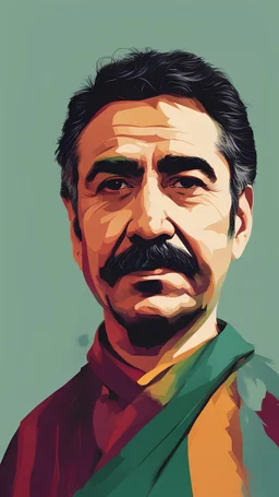 Abdullah Öcalan. Vector, Kurdish. color. Digital painting, minimal