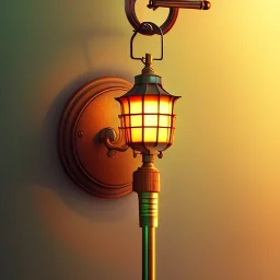 House keys hanging on lamp, nightlamp, digital art, anime, studio ghibli style