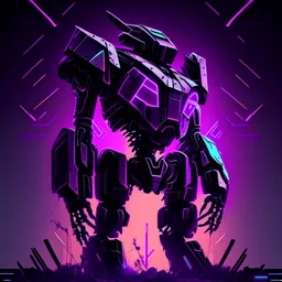 black and purple neon geometric robot