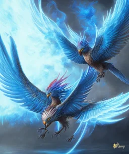 blue phoenix flaming wings