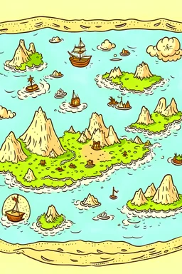 Simple treasure map on sea