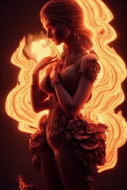 portrait of samantha prince set in fire, cinematic lighting, photorealistic, ornate, intricate, realistic, detailed, volumetric light and shadow, hyper HD, octane render, unreal engine insanely detailed and intricate, hypermaximalist, elegant, ornate, hyper-realistic, super detailed --v 4