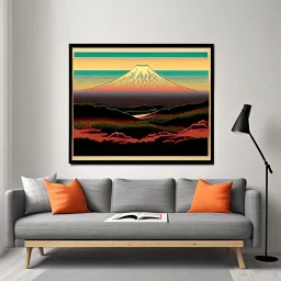 Ukiyo-e Style , mount fuji, sun set