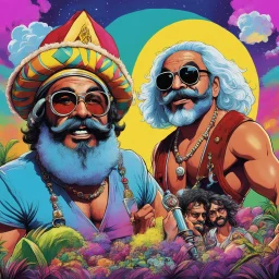 [glitched acid trip by Mil Mascaras] Cheech and Chong is bards in a heroic fantasy adventure