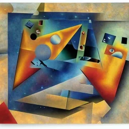 scene of space beast in the cosmos by cubist and naturalist