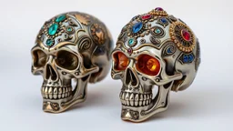 Calaveras con diseños de metal o piedras preciosas