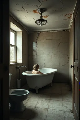 "A very old paints cracked abandoned bathroom , a girl taking a bath in the tub , insanely detailed octane render trending on artstation, 8k artistic photography, photorealistic concept art, soft natural volumetric cinematic perfect light, chiaroscuro, award-winning photograph, masterpiece, oil on canvas, Raphael, Caravaggio, Greg Rutkowski, people, beksinski, Giger