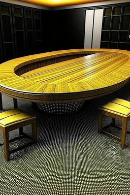 3D-shot Table in restaurant oval shape and large size