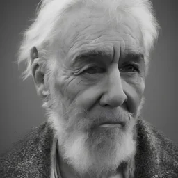 beautiful black and white photo portrait of an old man white hair