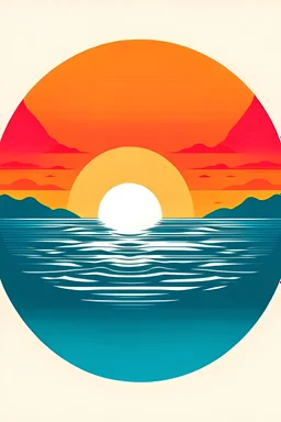 sunrise on top with upside down sunset beneath, design line between, logo format